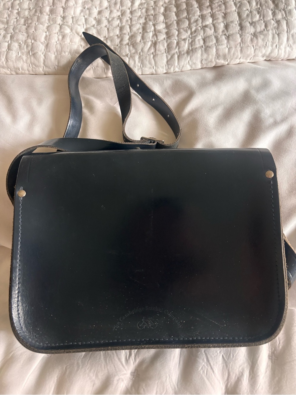 The Cambridge Satchel Company Navy Blue Leather Crossbody Satchel - Picture 2 of 4
